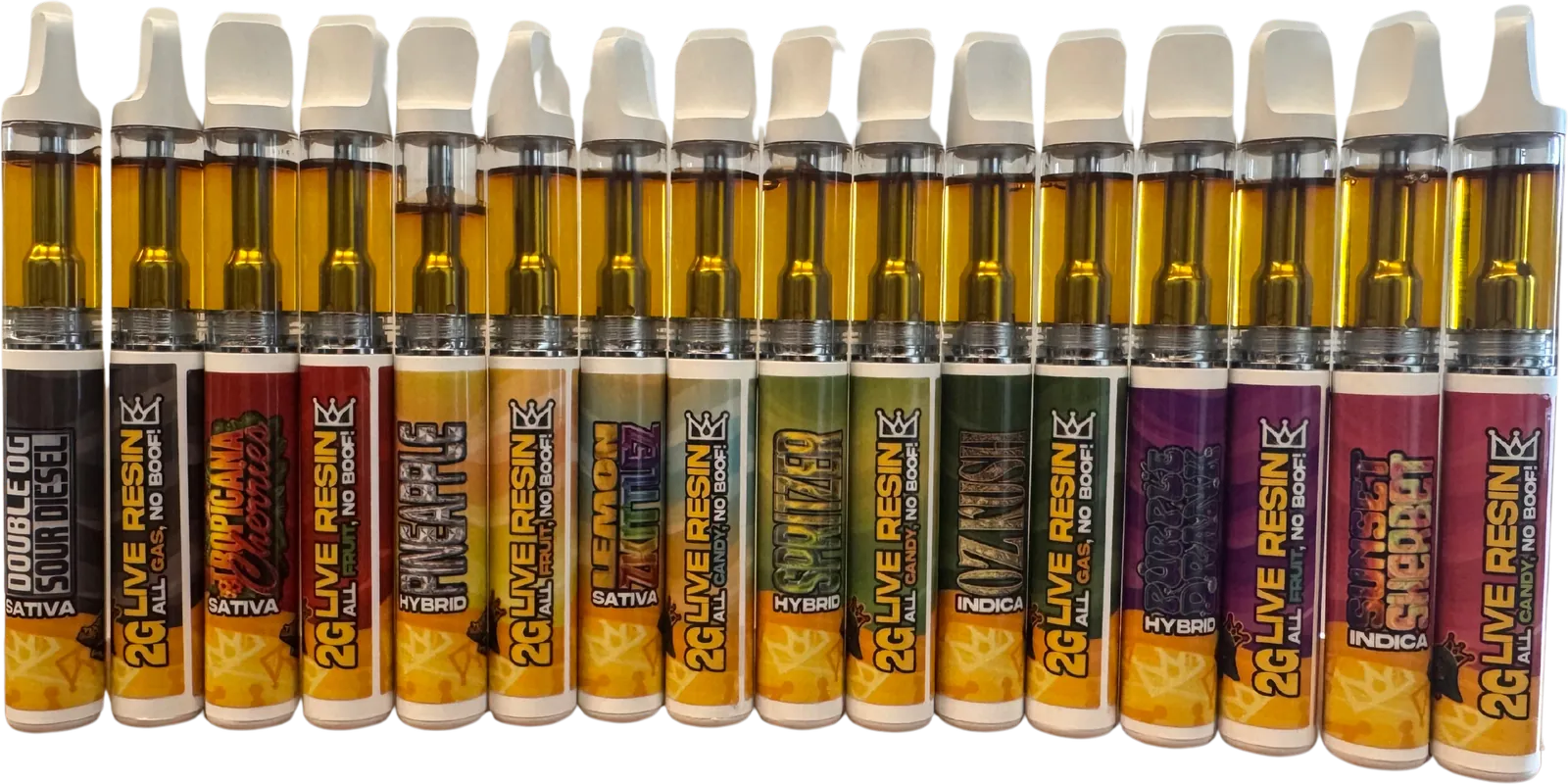 ErrlKing 2g live resin lineup in sixteen strains