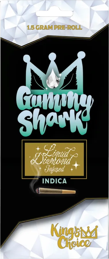 King's Choice Gummy Shark Liquid Diamond Infused pre-roll package, indica